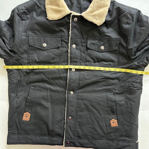 NEW Foxtrot Outerwear Trucker Jacket Thermal Fleece Lined Black Tan Men's XXL - Picture 13 of 16